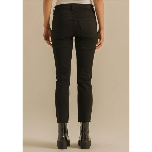 Edwin Womens 26 Black Bree Slim Skinny Jean Raw Fray Hem Mid Rise Cotton Stretch - Picture 11 of 11